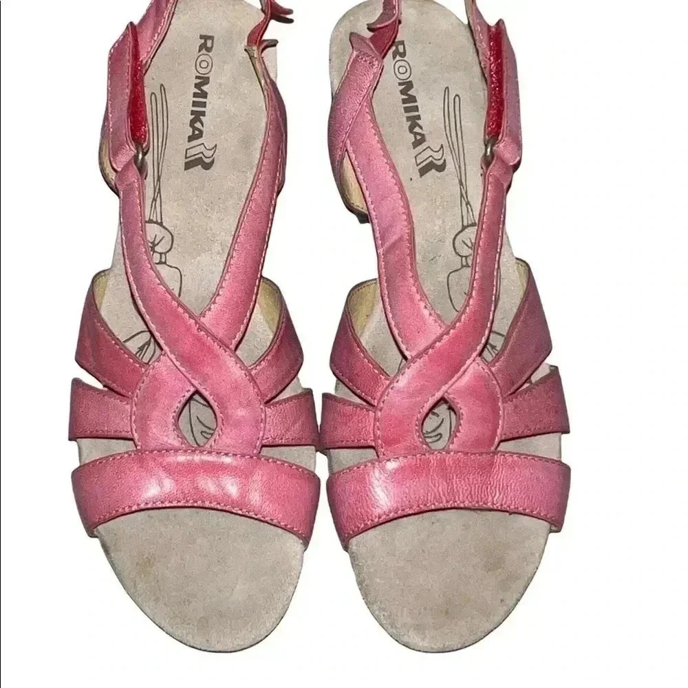 Romika Sandals•Pink Genuine Leather•Size 41 US Size 10-10.5• Brand New No Box!!